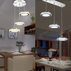 Crystal Pendant Light Kitchen Chandelier Lighting Dining Room Bar Ceiling Lamp - Picture 1 of 15