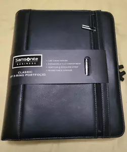 Samsonite Black 3-Ring Binder Portfolio w/Calculator, Handles & Shoulder Strap - Picture 1 of 6