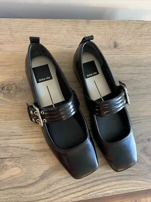 Black Dolce Vita Mary Jane Leather Women's Flats With Silver Buckle Size 6 New! - Image 1 of 4