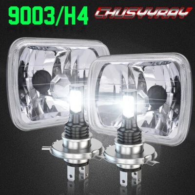 H6052 H6054 H6014 7X6 Halo LED Headlights Lamps H4 Conversion Assembly Set Clear - Image 1 of 4