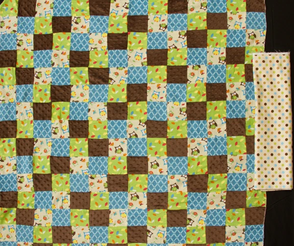 Bright Owl Patchwork Flannel Quilt Top Fabric & Flannel Dot for Backing - Image 1 of 1