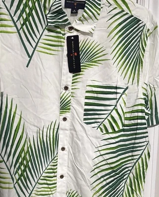 Camisa Margaritaville Para Hombre X-Large Manga Corta Abotonada Blanca Verde - Nueva Con Etiquetas Foto 1 de 3
