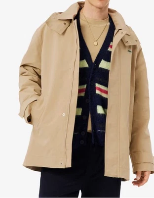 Lacoste Trench Hooded Parka Jacket Mid Length Khaki Tan Men’s Medium NWT - Image 1 of 4