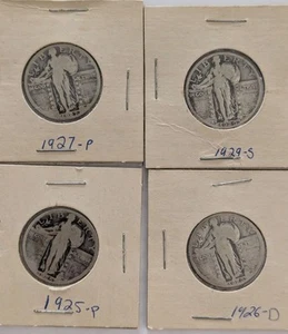 Lot of 4 - 1926 + Standing Liberty Silver Quarters - Picture 1 of 3