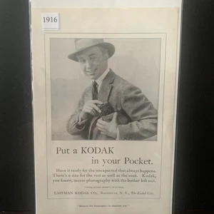 Vintage 1916 Eastman Kodak Put a Kodak in Your Pocket Ad Advertisement - Bild 1 von 2