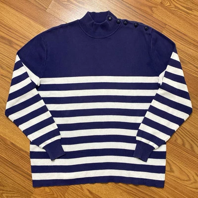 Polo Ralph Lauren Pullover Cuello Simulado Para Mujer’s M Púrpura Rayas Suéter Preppy Y2K Foto 1 de 4
