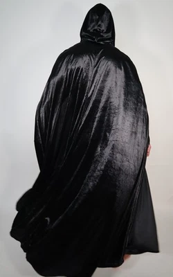 NEW BLACK 60-INCH LONG HOODED CAPE - Image 1 of 4