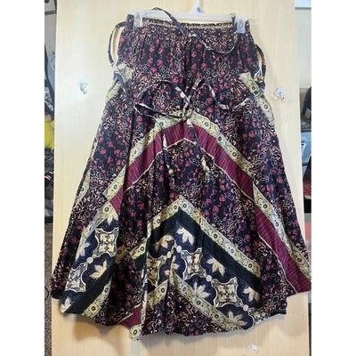 Maxi Falda Boho Patchwork Para Mujer Cintura Elástica Cordón Boho Chic Foto 1 de 4