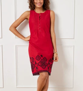 NUEVO Vestido Talbots Rojo Sin Mangas Bordado Dobladillo Ajuste Ajustado Talla 10 - Imagen 1 de 10