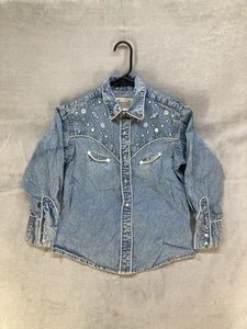 Rockmount Ranch Kids Denim Western Pearl Snaps Planets Space Embroidered Youth L - Picture 1 of 16