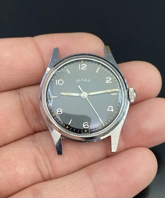 Ball Military Style 30mm Case Manual Wind VTG Men's Black Dial Watch - WORKS - Image 1 of 4