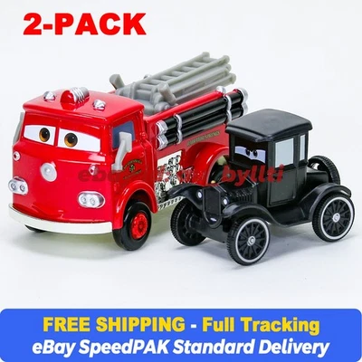 2-PACK Mattel Disney Pixar Cars 3 Lizzie & Red Fire Truck 1:55 Diecast New Loose - image 1 of 4