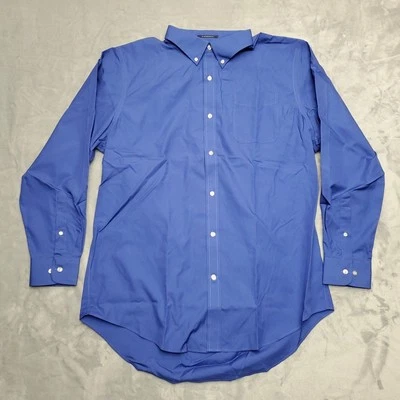 Lands End Shirt Mens 17 x 35 Cobalt Blue Long Sleeve Traditional Fit Button Up - Image 1 of 4