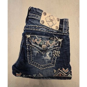 Miss Me Women's Denim Shorts SZ 26 Embroidery Aztec Southwestern Summer - Picture 1 of 10