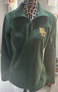 Columbia Baylor University Women’s Fleece Zip Up Sz Large Green L/S Ex Condition - Picture 1 of 3