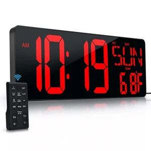 Large Digital Wall Clock with Remote Control 17.2" LED Large Display Timer with - Picture 1 of 7