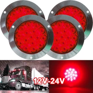 4x16LED 4" Round Red Car Trailer Truck Brake Lamp Stop Turn Signal Tail Light - Picture 1 of 19