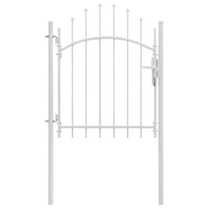 vidaXL Garden Gate Steel 39.4"x68.9" White - Picture 1 of 5