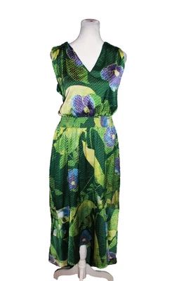 Maxi Vestido WHITE HOUSE BLACK MARKET Silk Feel Hi-Lo Verde Cuello en V Talla 10 NUEVO Foto 1 de 2