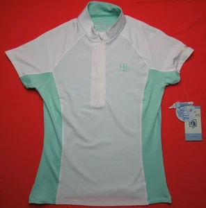 Romfh Tempo NWT Short-Sleeve Show Shirt 1/2 Zip Pullover White/Mint Womens M - Picture 1 of 14