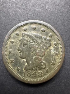 1848 Braided Hair Liberty Head Large Cent Large Date Early Collector Copper Coin - Picture 1 of 17