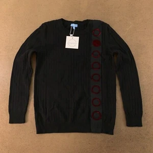 Pompomme Youth Size 14 Black Ribbon Burgundy Velvet Circles Pullover Sweater NWT - Picture 1 of 5