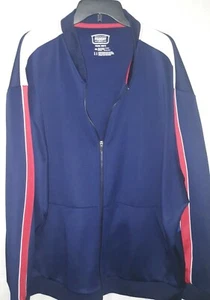 4 XL Jacke/Mantel marineblau mit Streifen am Ärmel Reißverschluss US-Verkäufer  - Bild 1 von 7