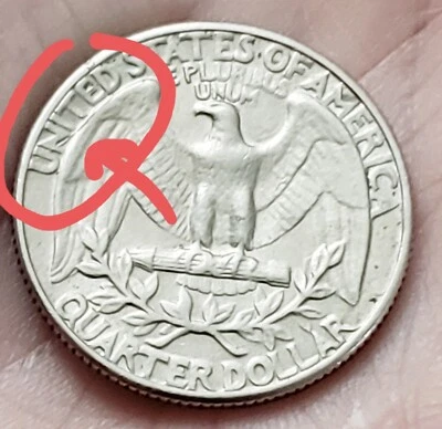 Vintage 1965 Quarter Coin Double Dyed Wing Cut No Mint Mark Air Bubble Rim Error - Image 1 of 4