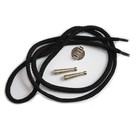 Bolo Tie Parts Kit Round Slide Textured Tips Black Cord Silver tone One Set