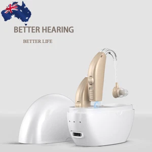 2X Digital Hearing Aids Rechargeable Sound Voice Adjustable Amplifier Behind Ear - Picture 1 of 8