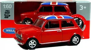 Welly Mini Cooper Mini Model (Red) with Union Jack Top Made of Die Cast Metal a - Picture 1 of 1