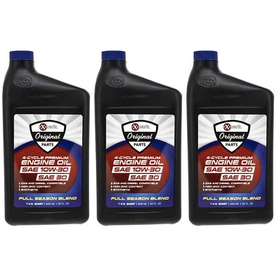 GENUINE OEM EXMARK PART # 135-2566 10W-30 SYNTHETIC OIL QUART 3 PACK - Image 1 of 3