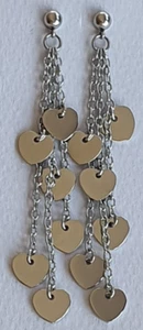 Love Heart Chain Drop Earrings Stainless Steel Evening, Day, Formal Party - Picture 1 of 3