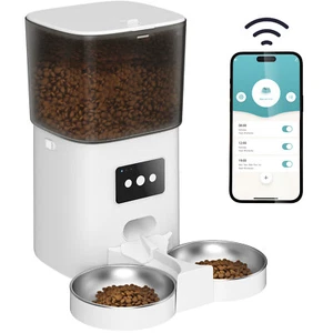GBPet 6L Automatic Pet Feeder Smart Cat Dog Food Dispenser Double Bowl Wifi App - Picture 1 of 12