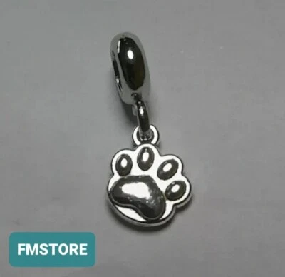 Charm Ciondolo Gioiello Per Bracciale Zampa Cane I love Dog Tono Argento Silver  - Immagine 1 di 2