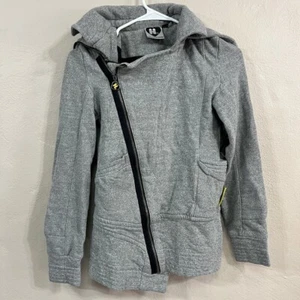 XS Harajuku Lovers Grey Sweatshirt Jacket Detail Throughout Asymmetric Zip - Picture 1 of 15