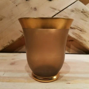 Frosted Gray & Gold Toned Vase - Swanky Barn - Picture 1 of 12