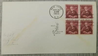 First Day Of Issue Andrew Carnegie NY 1960 Peace Vintage Stamp Envelope Cover - Image 1 of 4