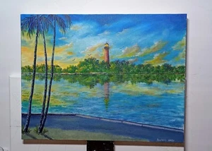 Art 18"/14"Mother's day sale. Dubois Park, Jupiter FL Original Oil Stretched - Picture 1 of 6