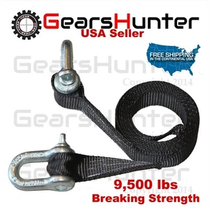Two 4 3/4 Tons (4.75 T) Shackles + 12' Web Tow Strap Clevis 9500LBS - Imagen 1 de 2