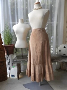 Vtg 1990's Chicos Tan Suede Boho Hippie Flared Long Skirt sz 1X - Picture 1 of 14