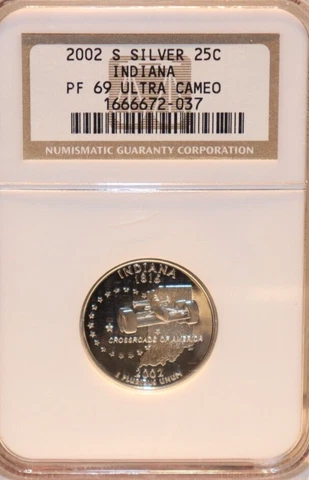 2002 S Indiana   Silver Quarter 25c NGC PF69UC Cover