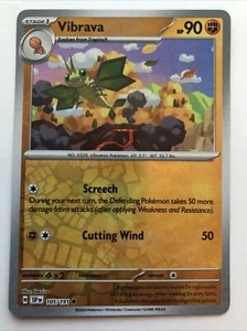 Juego de cartas coleccionables Pokémon Surging Sparks Vibrava Holofoil inverso 105/191 casi nuevo - Imagen 1 de 2
