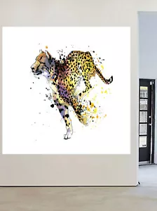leopard run art painting canvas cat hand painted framed animal africa quality - Picture 1 of 2