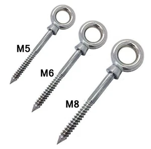 M5, M6, M8 STAINLESS STEEL EYE BOLTS ~ HEAVY DUTY Wood Thread Screw Marine Grade - Picture 1 of 4