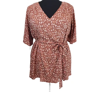 Isabel Maternity Leopard Print Short Sleeve V Neck Woven Blouse Top SizeVarious - Picture 1 of 8