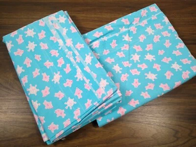 vintage LILLY PULITZER cotton fabric pink TURTLE FISH blue material 4+ yds stain - Image 1 of 4
