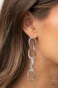 Talk In Circles - White Paparazzi Jewelry/Accessories Post Earrings - Picture 1 of 1