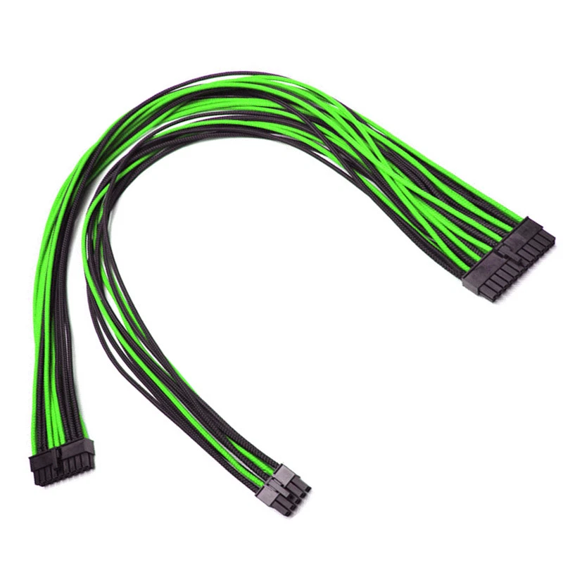 24pin Green Black Sleeved Power Supply Cable EVGA E-Series G3 / G2 / P2 / T2 - Image 1 of 1
