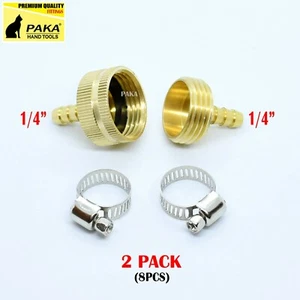 2 PACK 1/4" Garden Brass Hose Mender End Repair Kit Hose Connector Male Female - Picture 1 of 1